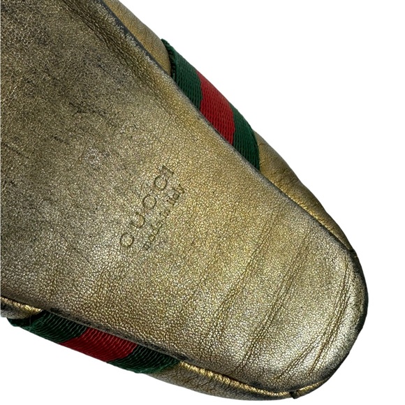 GUCCI Gold Leather Web Low Top Baby Sneakers Made in Italy Marked as 19 - 3.5 US - Picture 11 of 11